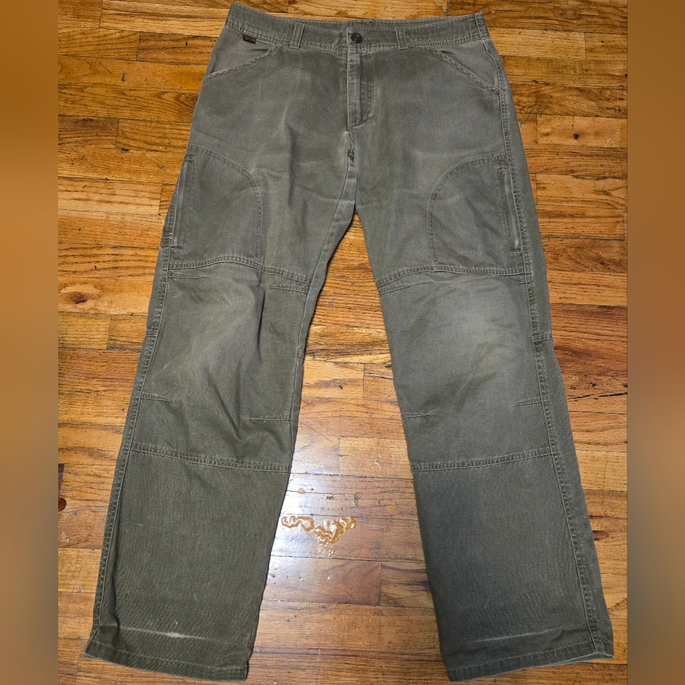 KUHL  34x32 Pants Vintage Patina Dye Double Knee Zip Pockets Carpenter Hiking